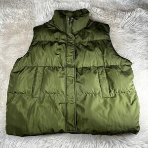 Zeagoo Puffer Vest Womens Size XXL Forest Green Zip Front Warm Casual Outdoors